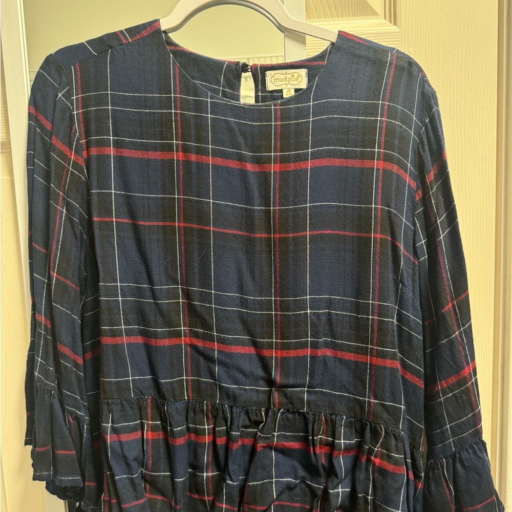 Mud Pie Navy and Red Plaid shirt